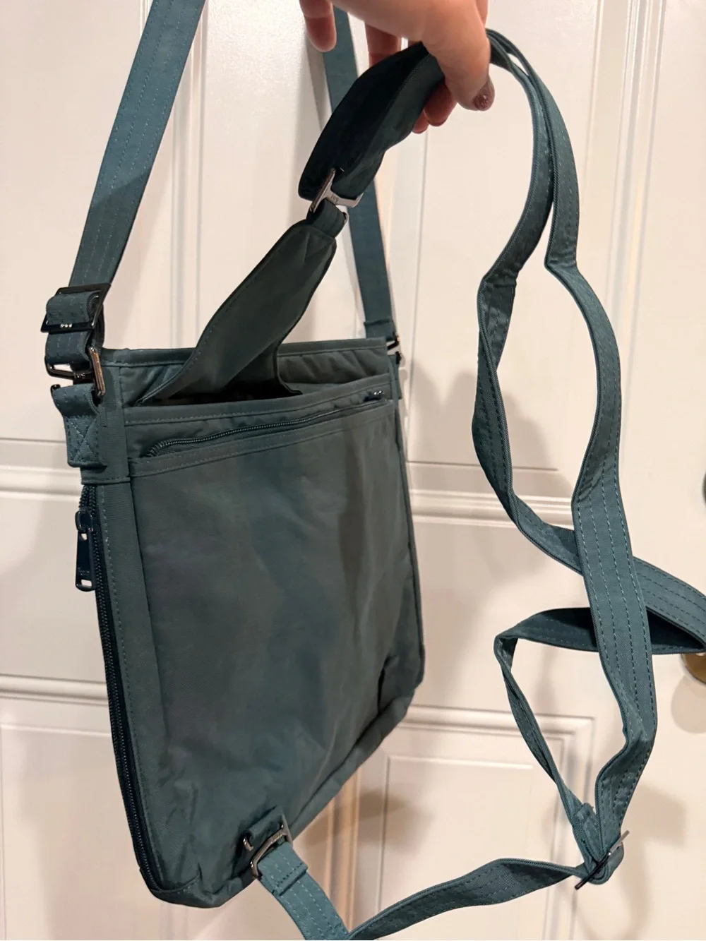 Lug Monorail Peacock Blue-Green Quilted Crossbody